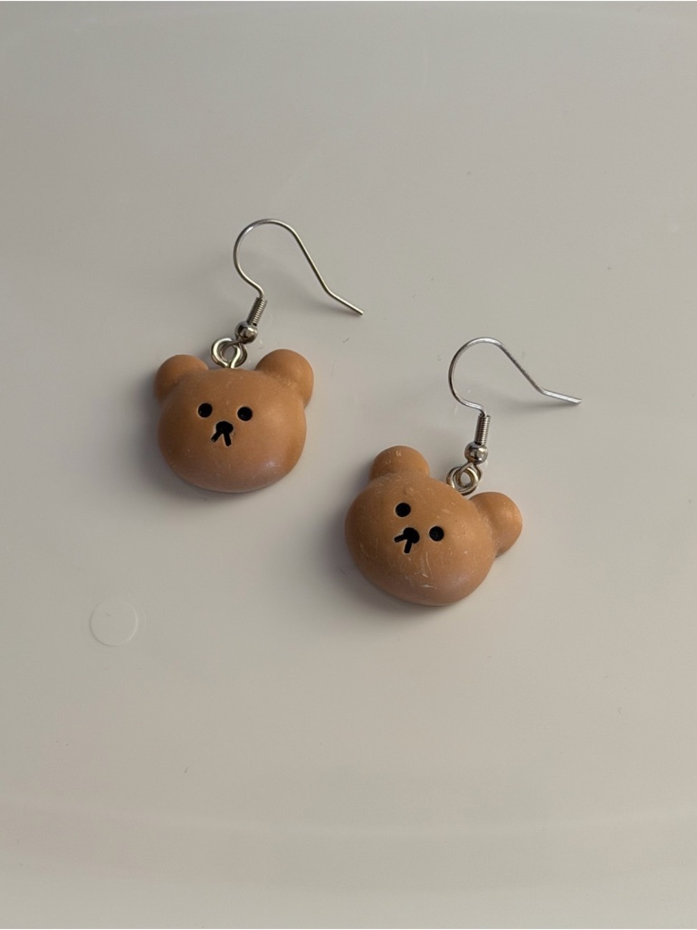 Brown Bear Resin Dangle Earrings